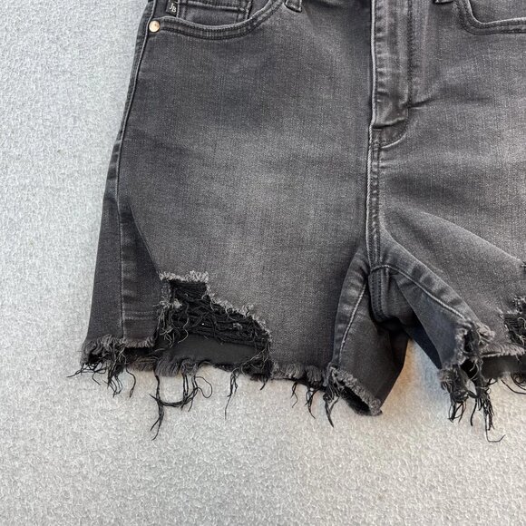 Judy Blue Shorts Womens Large Distressed High Rise Frayed Hem Denim Stretch - Picture 8 of 11